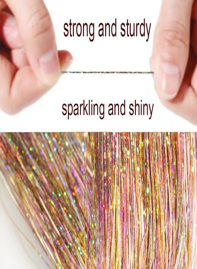 CelineBella Rainbow Hair Tinsel Kit,Galaxy Pattern Tinsel Hair Extensions,Single Strands Mixed Colors,3-Color Ombre Effect,3-Tones Gradient Fairy Hair for Women for Party Cosplay Daily Use - Image 3